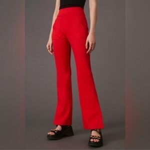 MAEVE by ANTHROPOLOGIE NWOT Pull On Knit Flare Pants in Red Sz M